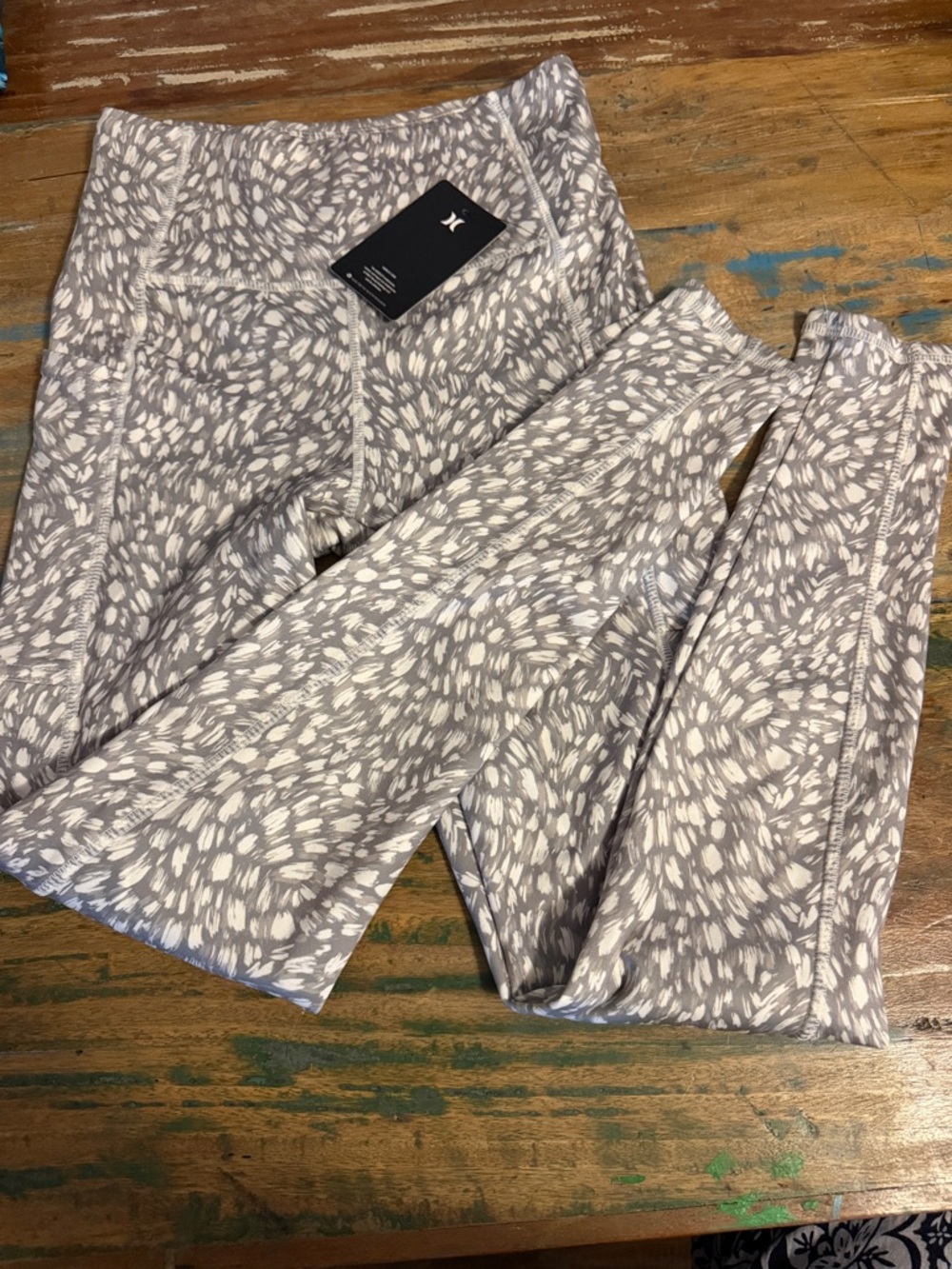 Hurley Gray and White Speckled High-Rise Leggings